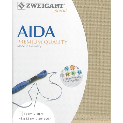 Zweigart AIDA precut 18 ct. Fein-Aida 3793 Farbe 309 beige, Handarbeitsstoff für Kreuzstich 48x53cm Zweigart AIDA precut 18 ct. Fein-Aida 3793 Farbe 309 beige, Handarbeitsstoff für Kreuzstich 48x53cm von Zweigart