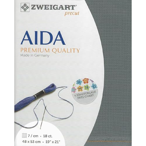 Zweigart AIDA precut 18 ct. Fein-Aida 3793 Farbe 7107 anthrazit, Handarbeitsstoff für Kreuzstich 48x53cm Zweigart AIDA precut 18 ct. Fein-Aida 3793 Farbe 7107 anthrazit, Handarbeitsstoff für Kreuzstich 48x53cm von Zweigart