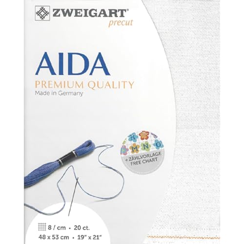 Zweigart AIDA precut 20 ct. Extra Fein-Aida 3326 Farbe 11 weiß perlmutt lurex, Handarbeitsstoff für Kreuzstich 48x53cm Zweigart AIDA precut 20 ct. Extra Fein-Aida 3326 Farbe 11 weiß perlmutt lurex, Handarbeitsstoff für Kreuzstich 48x53cm von Zweigart