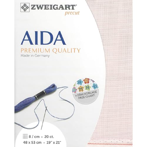 Zweigart AIDA precut 20 ct. Extra Fein-Aida 3326 Farbe 4115 blass rosa, Handarbeitsstoff für Kreuzstich 48x53cm Zweigart AIDA precut 20 ct. Extra Fein-Aida 3326 Farbe 4115 blass rosa, Handarbeitsstoff für Kreuzstich 48x53cm von Zweigart