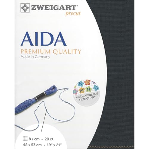 Zweigart AIDA precut 20 ct. Extra Fein-Aida 3326 Farbe 7026 anthrazit, Handarbeitsstoff für Kreuzstich 48x53cm Zweigart AIDA precut 20 ct. Extra Fein-Aida 3326 Farbe 7026 anthrazit, Handarbeitsstoff für Kreuzstich 48x53cm von Zweigart