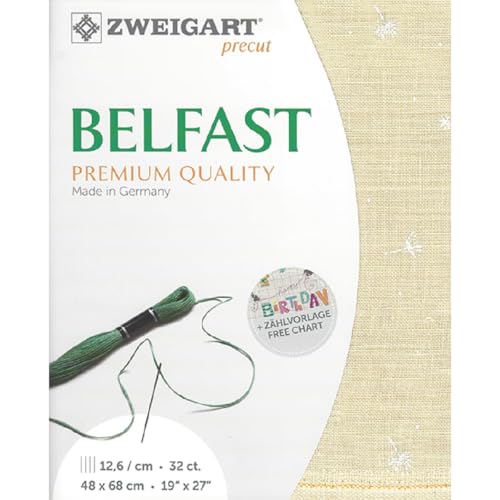 Zweigart Zählstoff BELFAST Precut 32 ct. 3609 Farbe 2409 beige wish, Handarbeitsstoff aus 100% Leinen für Stickerei 48x68 cm Zweigart Zählstoff BELFAST Precut 32 ct. 3609 Farbe 2409 beige wish, Handarbeitsstoff aus 100% Leinen für Stickerei 48x68 cm von Zweigart