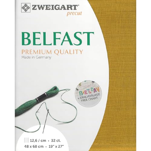 Zweigart Zählstoff BELFAST Precut 32 ct. 3609 Farbe 3008 curry, Handarbeitsstoff aus 100% Leinen für Stickerei 48x68 cm Zweigart Zählstoff BELFAST Precut 32 ct. 3609 Farbe 3008 curry, Handarbeitsstoff aus 100% Leinen für Stickerei 48x68 cm von Zweigart
