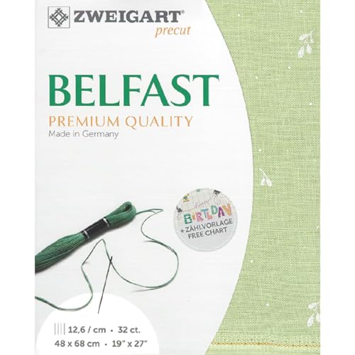 Zweigart Zählstoff BELFAST Precut 32 ct. 3609 Farbe 6369 Blätter grün, Handarbeitsstoff aus 100% Leinen für Stickerei 48x68 cm Zweigart Zählstoff BELFAST Precut 32 ct. 3609 Farbe 6369 Blätter grün, Handarbeitsstoff aus 100% Leinen für Stickerei 48x68 cm von Zweigart