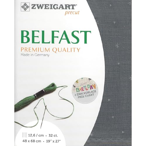 Zweigart Zählstoff BELFAST Precut 32 ct. 3609 Farbe 7459 Glitzer grau-weiß, Handarbeitsstoff aus 100% Leinen für Stickerei 48x68 cm Zweigart Zählstoff BELFAST Precut 32 ct. 3609 Farbe 7459 Glitzer grau-weiß, Handarbeitsstoff aus 100% Leinen für Stickerei 48x68 cm von Zweigart
