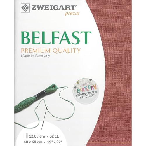Zweigart Zählstoff BELFAST precut 32 ct. 100% Leinen 3609 Farbe 4030 rot, Handarbeitsstoff für Stickerei 48x68 cm Zweigart Zählstoff BELFAST precut 32 ct. 100% Leinen 3609 Farbe 4030 rot, Handarbeitsstoff für Stickerei 48x68 cm von Zweigart