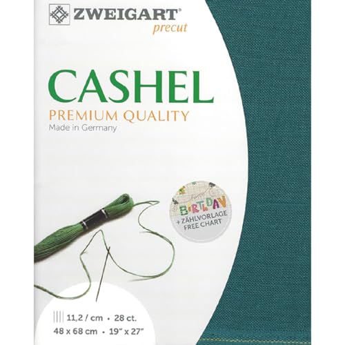 Zweigart Zählstoff CASHEL Precut 28 ct. 3281 Farbe 5153 petrol, Handarbeitsstoff aus 100% Leinen für Stickerei 48x68 cm Zweigart Zählstoff CASHEL Precut 28 ct. 3281 Farbe 5153 petrol, Handarbeitsstoff aus 100% Leinen für Stickerei 48x68 cm von Zweigart