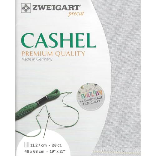 Zweigart Zählstoff CASHEL Precut 28 ct. 3281 Farbe 705 perlgrau, Handarbeitsstoff aus 100% Leinen für Stickerei 48x68 cm Zweigart Zählstoff CASHEL Precut 28 ct. 3281 Farbe 705 perlgrau, Handarbeitsstoff aus 100% Leinen für Stickerei 48x68 cm von Zweigart