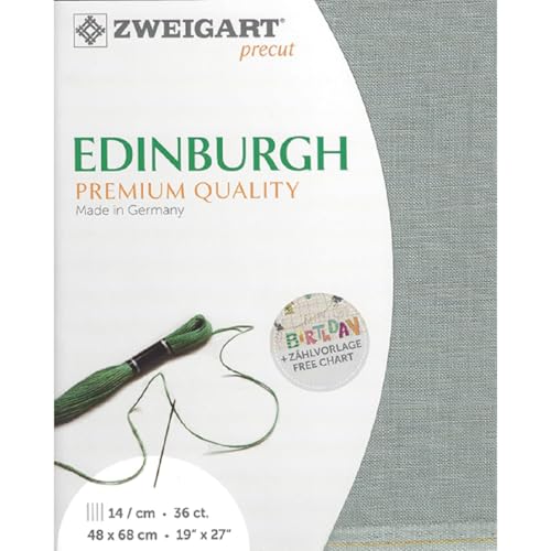 Zweigart Zählstoff EDINBURGH Precut 35 ct. 3217 Farbe 7094 grüngrau, Handarbeitsstoff aus 100% Leinen für Stickerei 48x68 cm Zweigart Zählstoff EDINBURGH Precut 35 ct. 3217 Farbe 7094 grüngrau, Handarbeitsstoff aus 100% Leinen für Stickerei 48x68 cm von Zweigart