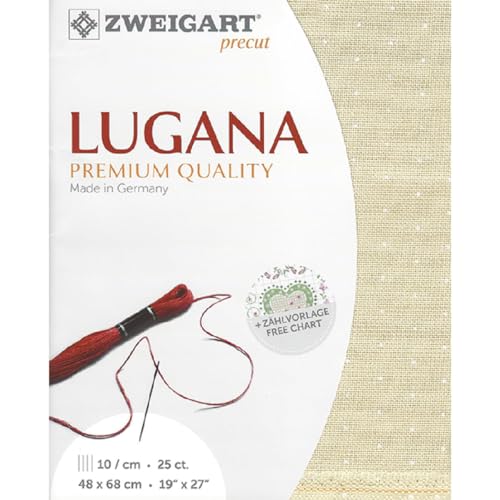 Zweigart Zählstoff LUGANA Precut 25 ct. 3835 Farbe 2419 mini dots beige weiß, Handarbeitsstoff für Stickerei 48x68 cm Zweigart Zählstoff LUGANA Precut 25 ct. 3835 Farbe 2419 mini dots beige weiß, Handarbeitsstoff für Stickerei 48x68 cm von Zweigart