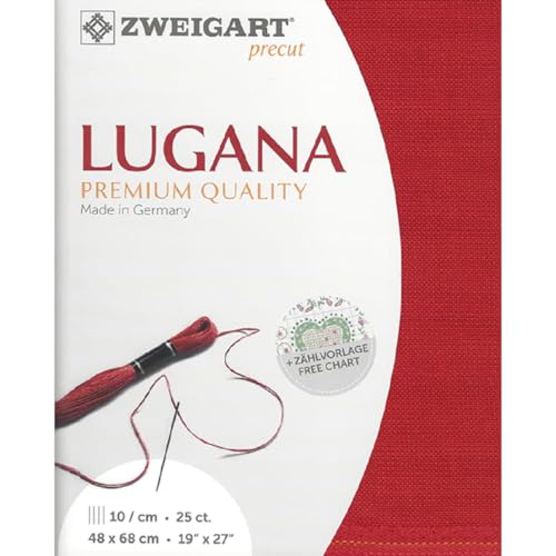 Zweigart Zählstoff LUGANA Precut 25 ct. 3835 Farbe 954 rot, Handarbeitsstoff für Stickerei 48x68 cm Zweigart Zählstoff LUGANA Precut 25 ct. 3835 Farbe 954 rot, Handarbeitsstoff für Stickerei 48x68 cm von Zweigart