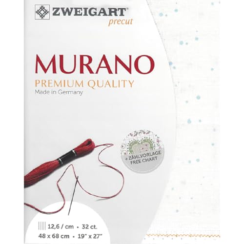 Zweigart Zählstoff MURANO Precut 32 ct. 3984 Farbe 1299 Splash weiß-blau, Handarbeitsstoff für Stickerei 48x68 cm Zweigart Zählstoff MURANO Precut 32 ct. 3984 Farbe 1299 Splash weiß-blau, Handarbeitsstoff für Stickerei 48x68 cm von Zweigart