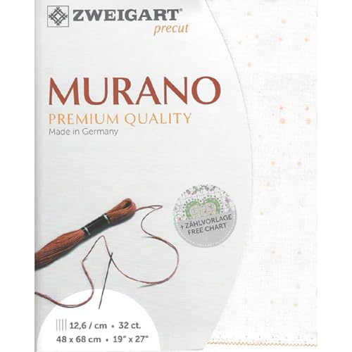 Zweigart Zählstoff MURANO Precut 32 ct. 3984 Farbe 1319 Splash weiß-rosa, Handarbeitsstoff für Stickerei 48x68 cm Zweigart Zählstoff MURANO Precut 32 ct. 3984 Farbe 1319 Splash weiß-rosa, Handarbeitsstoff für Stickerei 48x68 cm von Zweigart