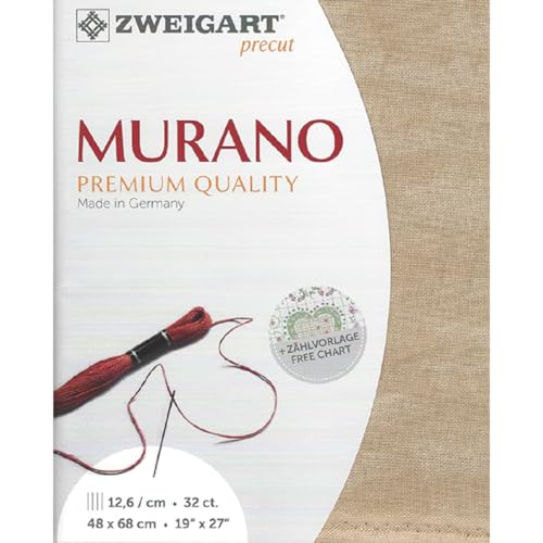 Zweigart Zählstoff MURANO Precut 32 ct. 3984 Farbe 3009 Vintage mokka, Handarbeitsstoff für Stickerei 48x68 cm Zweigart Zählstoff MURANO Precut 32 ct. 3984 Farbe 3009 Vintage mokka, Handarbeitsstoff für Stickerei 48x68 cm von Zweigart