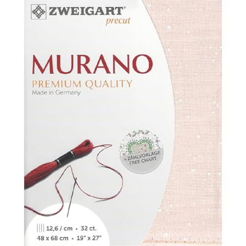 Zweigart Zählstoff MURANO Precut 32 ct. 3984 Farbe 4259 Splash rosa-weiß, Handarbeitsstoff für Stickerei 48x68 cm Zweigart Zählstoff MURANO Precut 32 ct. 3984 Farbe 4259 Splash rosa-weiß, Handarbeitsstoff für Stickerei 48x68 cm von Zweigart
