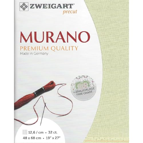 Zweigart Zählstoff MURANO Precut 32 ct. 3984 Farbe 6047 kalkstein, Handarbeitsstoff für Stickerei 48x68 cm von Zweigart