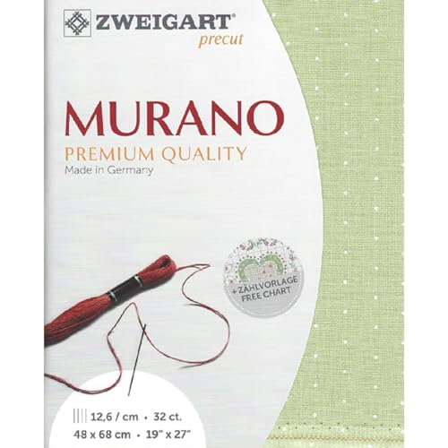 Zweigart Zählstoff MURANO Precut 32 ct. 3984 Farbe 6349 Mini Dots grün weiß, Handarbeitsstoff für Stickerei 48x68 cm Zweigart Zählstoff MURANO Precut 32 ct. 3984 Farbe 6349 Mini Dots grün weiß, Handarbeitsstoff für Stickerei 48x68 cm von Zweigart