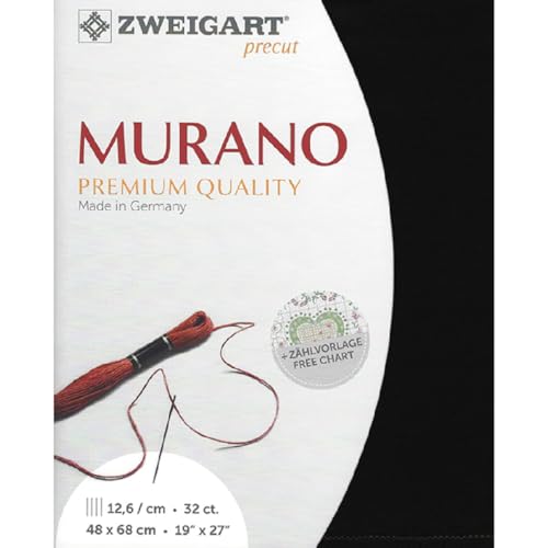 Zweigart Zählstoff MURANO Precut 32 ct. 3984 Farbe 720 schwarz, Handarbeitsstoff für Stickerei 48x68 cm Zweigart Zählstoff MURANO Precut 32 ct. 3984 Farbe 720 schwarz, Handarbeitsstoff für Stickerei 48x68 cm von Zweigart