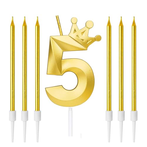Zwenjuan Geburtstag Kerzen,3D Zahlen Geburtstagskerzen,Anzahl 5 Kerze mit Kronendekor mit 6Pc Langen Kerzen Kerzen Geburtstag,Kerzen Geburtstag Zahl für Kuchen Geburtstag Jahrestag Partys Zwenjuan Geburtstag Kerzen,3D Zahlen Geburtstagskerzen,Anzahl 5 Kerze mit Kronendekor mit 6Pc Langen Kerzen Kerzen Geburtstag,Kerzen Geburtstag Zahl für Kuchen Geburtstag Jahrestag Partys von Zwenjuan
