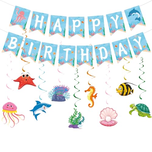 Zwiebeco Meerestiere Happy Birthday Party Dekoration Banner Wimpelkette Girlande Hängende Papierwirbel Kit für Ozean unter dem Meer Tiere Marine Life Themed Jungen Mädchen Kinder Zubehör Supplies Zwiebeco Meerestiere Happy Birthday Party Dekoration Banner Wimpelkette Girlande Hängende Papierwirbel Kit für Ozean unter dem Meer Tiere Marine Life Themed Jungen Mädchen Kinder Zubehör Supplies von Zwiebeco