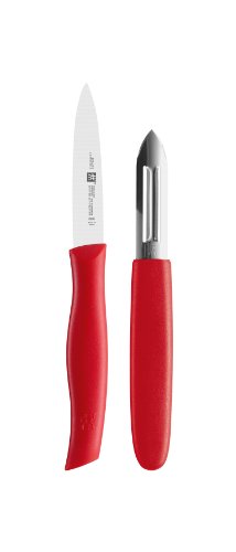 Zwilling Messer Twin Grip mit Sparschäler, Edelstahl, Silber/Rot, 38 x 28 x 28 cm, 2-Einheiten von Zwilling