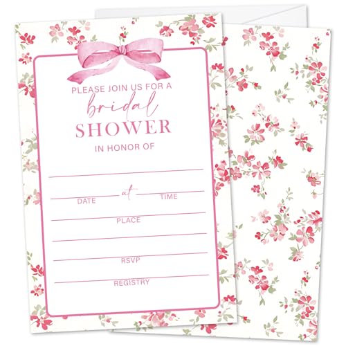 Zwsrplo Bow 25 Brautparty-Einladungen mit Umschlägen, florale Brautparty-Einladungen, zum Ausfüllen von Stil, Hochzeitseinladungen für Mr & Mrs. Feier, Verlobungs-Partyzubehör - 05 Zwsrplo Bow 25 Brautparty-Einladungen mit Umschlägen, florale Brautparty-Einladungen, zum Ausfüllen von Stil, Hochzeitseinladungen für Mr & Mrs. Feier, Verlobungs-Partyzubehör - 05 von Zwsrplo