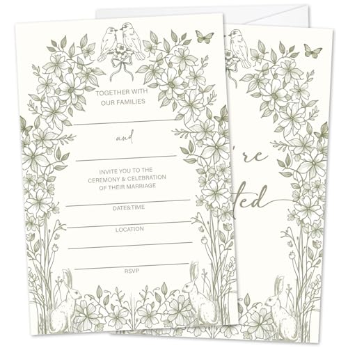 Zwsrplo Hochzeitseinladungen mit Umschlägen, Brautparty-Einladungen, zum Ausfüllen von Stil, Hochzeitseinladungen für Mr & Mrs. Feier, Verlobungs-Partyzubehör – 09, 25 Stück Zwsrplo Hochzeitseinladungen mit Umschlägen, Brautparty-Einladungen, zum Ausfüllen von Stil, Hochzeitseinladungen für Mr & Mrs. Feier, Verlobungs-Partyzubehör – 09, 25 Stück von Zwsrplo