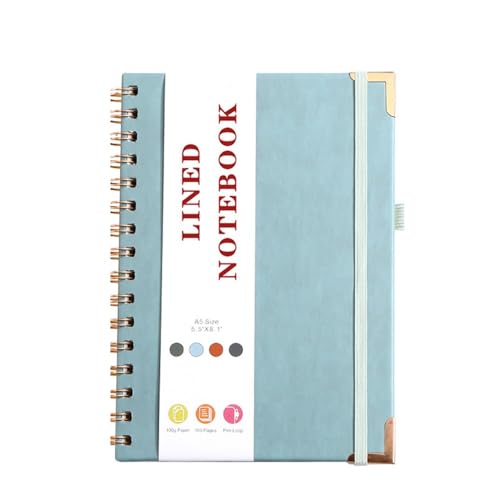Zxarunas notitzbuch A5-Notizbuch, 8,38 × 5,38 Zoll, Tagebuch, Leder-Notizblock, 96 Seiten mit liniertem Papier Compatible with Arbeit, Schule, Notizen, mehrere Farben notizblöcke(Light blue) von Zxarunas