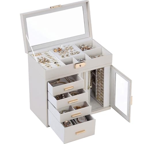 Zxarunas schmuckbox Schmuckschatulle Mit Spiegel, Große Kapazität, Mehrschichtige Schmuckaufbewahrungsbox, Kann Halsketten, Ringe, Armbänder, Ohrringe, Uhren Aufbewahren schmuckkiste von Zxarunas