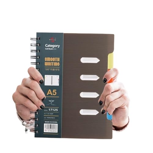 notitzbuch A5-Notizbuch mit farbiger Spiralbindung, 25,6 x 19,8 cm, 110 Seiten, Hardcover, horizontaler Linienblock, geeignet Compatible with Schularbeiten, Schreibtagebuch notizblöcke(Bruin) von Zxarunas