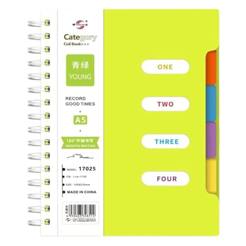 notitzbuch A5-Notizbuch mit farbiger Spiralbindung, 25,6 x 19,8 cm, 110 Seiten, Hardcover, horizontaler Linienblock, geeignet Compatible with Schularbeiten, Schreibtagebuch notizblöcke(Groen) von Zxarunas