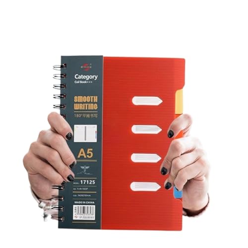 notitzbuch A5-Notizbuch mit farbiger Spiralbindung, 25,6 x 19,8 cm, 110 Seiten, Hardcover, horizontaler Linienblock, geeignet Compatible with Schularbeiten, Schreibtagebuch notizblöcke(Rosso) von Zxarunas