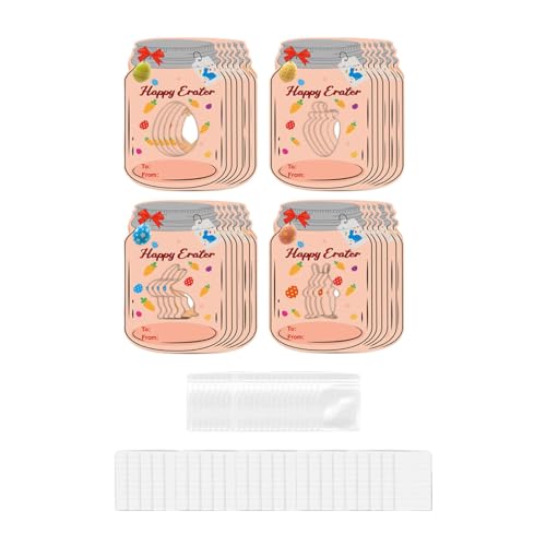 24 Stück Happy Easter Partyzubehör Süßigkeitenglas-Papierkarten mit 24 versiegelnden Leckerli-Beuteln für Urlaub, Kindergeburtstag 24 Stück Happy Easter Partyzubehör Süßigkeitenglas-Papierkarten mit 24 versiegelnden Leckerli-Beuteln für Urlaub, Kindergeburtstag von Zxfdsfdbnm