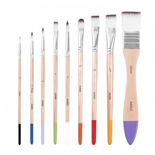 9pcs Aquarellpinsel Pinsel Nylon Pinsel Für Künstler Anfänger Acrylöl Öl Aquarell Gouache Malerei Gesichtskörperkunst von Zxfdsfdbnm