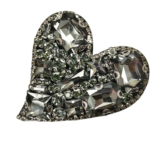 Herz-Strass-Aufnäher für Kleidung, Hochzeitskleid, Jacken, T-Shirt, Strasssteine, Applikationen, Herz, zum Aufnähen oder Aufbügeln von Zxfdsfdbnm