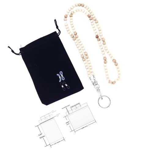 Schlüsselband mit Holzperlen, Ausweishalter, Lehrer-Schlüsselband, einfache Perlen-Lanyards mit Kartenhalter, Büro- und Schulbedarf von Zxfdsfdbnm