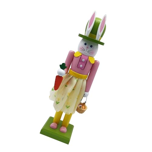 Zxfdsfdbnm Dekorative 30,8 cm bunte Osterhasen Nussknacker Holzfigur Hasen Soldat Statue mit Basis Frühlingsdekorationen von Zxfdsfdbnm