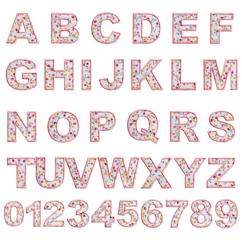 36 x florale Buchstaben-Aufnäher für Kinderkleidung, bunte Alphabet-Aufkleber für Taschen, Hüte, DIY, Kleidung, Reparatur (Rosa) von Zxvskr