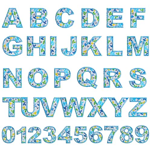 36 x florale Buchstaben-Aufnäher für Kinderkleidung, bunte Alphabet-Aufkleber für Taschen, Hüte, DIY, Kleidung, Reparatur (blau) von Zxvskr