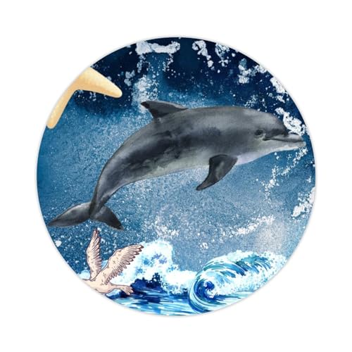Zyadsinoudor Delfin- und Seestern-Vinyl-Aufkleber, Ozean, Meeresleben, zum Abziehen und Aufkleben, mediterraner Stil, Vinyl-Aufkleber für Laptop, Wasserflasche, 10,2 cm, 50 Stück von Zyadsinoudor