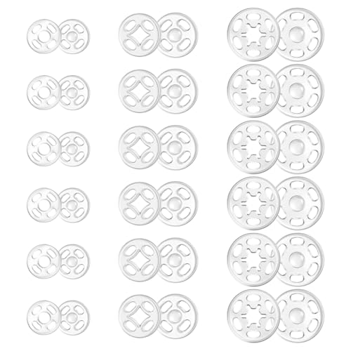 100 Paare Druckknöpfe, Transparent Kunststoff Druckknöpfe zum AnnäHen Runde Unsichtbare Annähen Druckknopf für Kleidung, DIY Handwek, Hemden, Hosen (7,5 mm, 10 mm, 15 mm) von Zyghjort