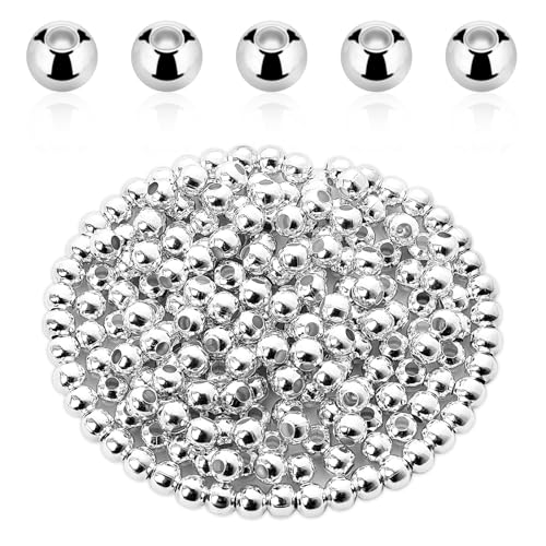 150 Stück Silberperlen Zur Schmuckherstellung, 8mm Galvanisierte Eisenperlen Metall Glatte Runde Abstandsperlen mit Loch für DIY Handwerk Schmuck Halskette Armband Ohrringen von Zyghjort