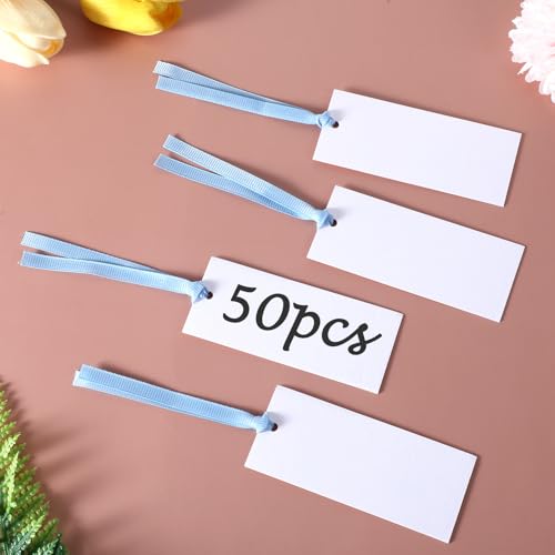 20 Stück Namenskarten für den Tisch, Tischkarten, 8,9 x 3,5 cm, blanko, Hochzeitstisch-Platzkarte mit Satinband, Geschenkanhänger zum Aufhängen, für Hochzeitstischdekoration, Geburtstag, Tafelaufsatz 20 Stück Namenskarten für den Tisch, Tischkarten, 8,9 x 3,5 cm, blanko, Hochzeitstisch-Platzkarte mit Satinband, Geschenkanhänger zum Aufhängen, für Hochzeitstischdekoration, Geburtstag, Tafelaufsatz von Zyghjort
