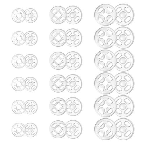 36 Paare Druckknöpfe, Transparent Kunststoff Druckknöpfe zum AnnäHen Runde Unsichtbare Annähen Druckknopf für Kleidung, DIY Handwek, Hemden, Hosen (7,5 mm, 10 mm, 12,5 mm) von Zyghjort