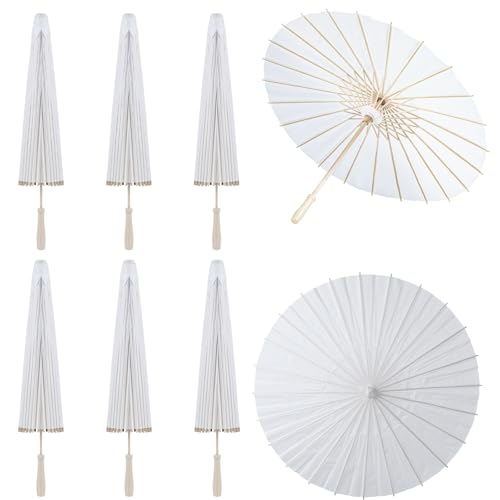 8 Stück weiße Papierschirme, 50 cm, blanko, Papierschirm, DIY, geölte Malerei, chinesisch, japanisch, handgefertigt, dekorativer Regenschirm für Hochzeit, Brautparty, Fotografie-Requisiten, asiatische 8 Stück weiße Papierschirme, 50 cm, blanko, Papierschirm, DIY, geölte Malerei, chinesisch, japanisch, handgefertigt, dekorativer Regenschirm für Hochzeit, Brautparty, Fotografie-Requisiten, asiatische von Zyghjort