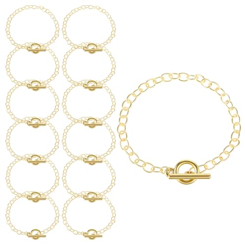 Charm-Armband-Set, 12 Stück Armbandketten zur Schmuckherstellung, goldene Gliederarmbänder mit Ot-Knebelverschluss, Charm-Armbänder, Kette für Damen, DIY-Schmuck, Bastelbedarf Charm-Armband-Set, 12 Stück Armbandketten zur Schmuckherstellung, goldene Gliederarmbänder mit Ot-Knebelverschluss, Charm-Armbänder, Kette für Damen, DIY-Schmuck, Bastelbedarf von Zyghjort