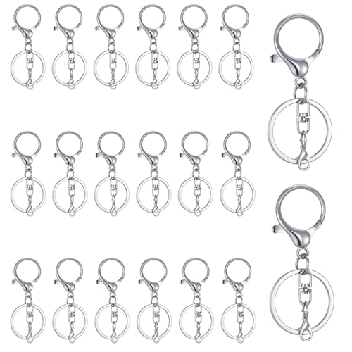 Karabinerverschlüsse für Schlüsselanhänger, Metall-Karabinerverschlüsse und Schlüsselanhänger, Karabinerverschluss, Schlüsselanhänger, silberfarben, 20 Sets Karabinerverschlüsse für Schlüsselanhänger, Metall-Karabinerverschlüsse und Schlüsselanhänger, Karabinerverschluss, Schlüsselanhänger, silberfarben, 20 Sets von Zyghjort