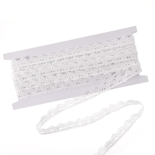 Spitzenband Weiß, 1,2 cm × 4,5 m Gehäkelte Spitzenborte Vintage Schleifenband Häkelspitze Dekoband für DIY-Nähen, Basteln, Geschenkverpackungen, Scrapbooking, Hochzeit Tischdeko Dekoration von Zyghjort