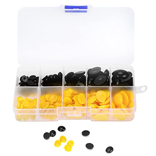 Plastikaugen Nasen Oval flache Puppe Teddybären gefüllte Tiere DIY Spielzeug Accessoires nähen Handwerkshandwerk (180 Stück pro Schachtel (schwarz + gelb)) von ZykoXental