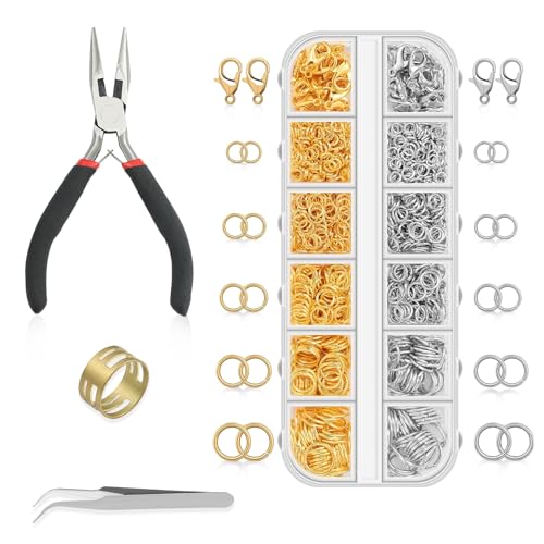 Biegeringe für Schmuckherstellung, Golden Silber Biegeringe Verschlüsse Kettenverschluss Metall Ringe mit Biegeringzange und offenem Biegering für DIY Armbänder Halsketten Handwerk Biegeringe für Schmuckherstellung, Golden Silber Biegeringe Verschlüsse Kettenverschluss Metall Ringe mit Biegeringzange und offenem Biegering für DIY Armbänder Halsketten Handwerk von Zyluniy